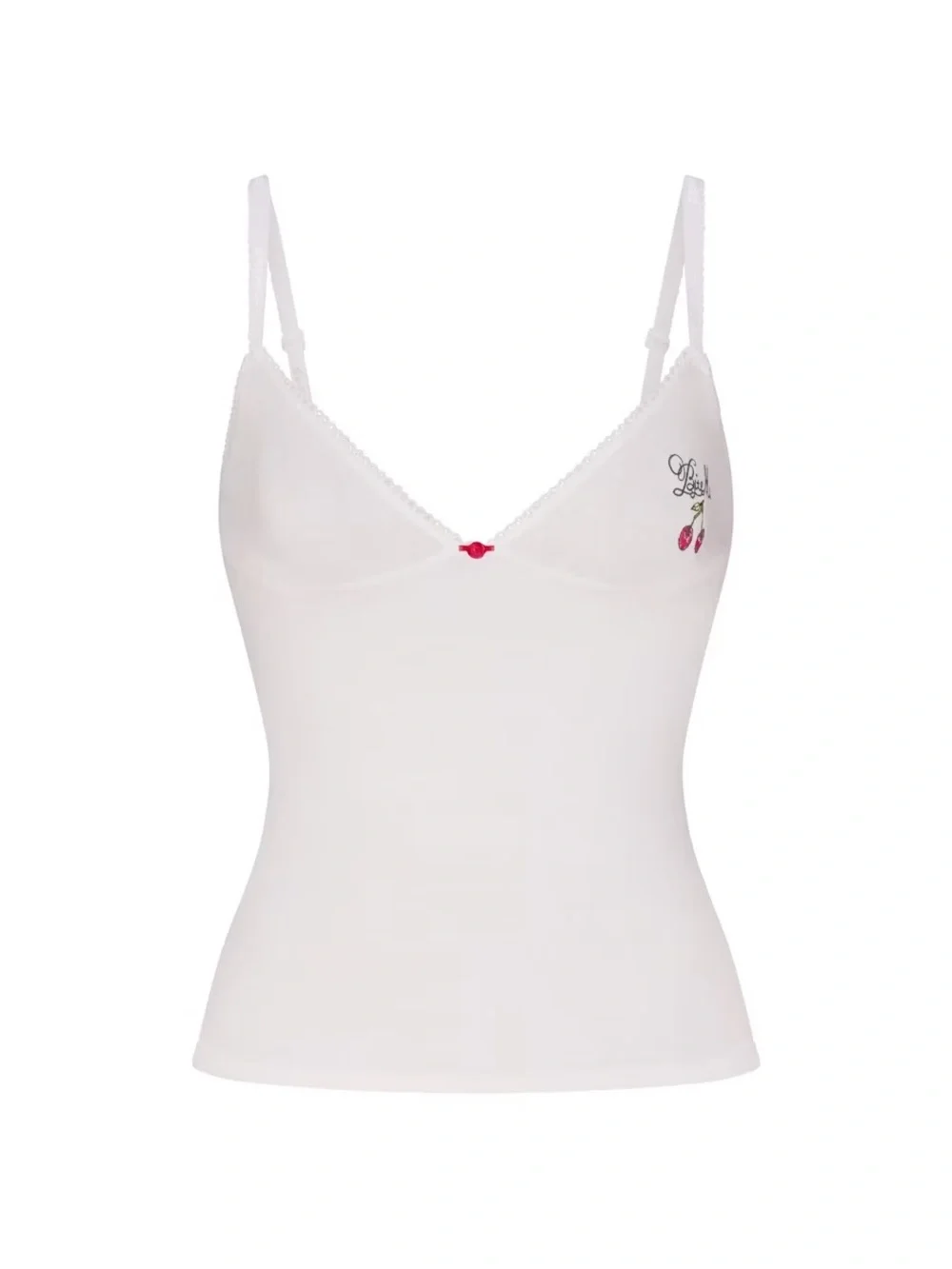 SKIMS Lightweight Cotton Logo Picot Cami & Boyshort Set – Snow Contrast – Size S
